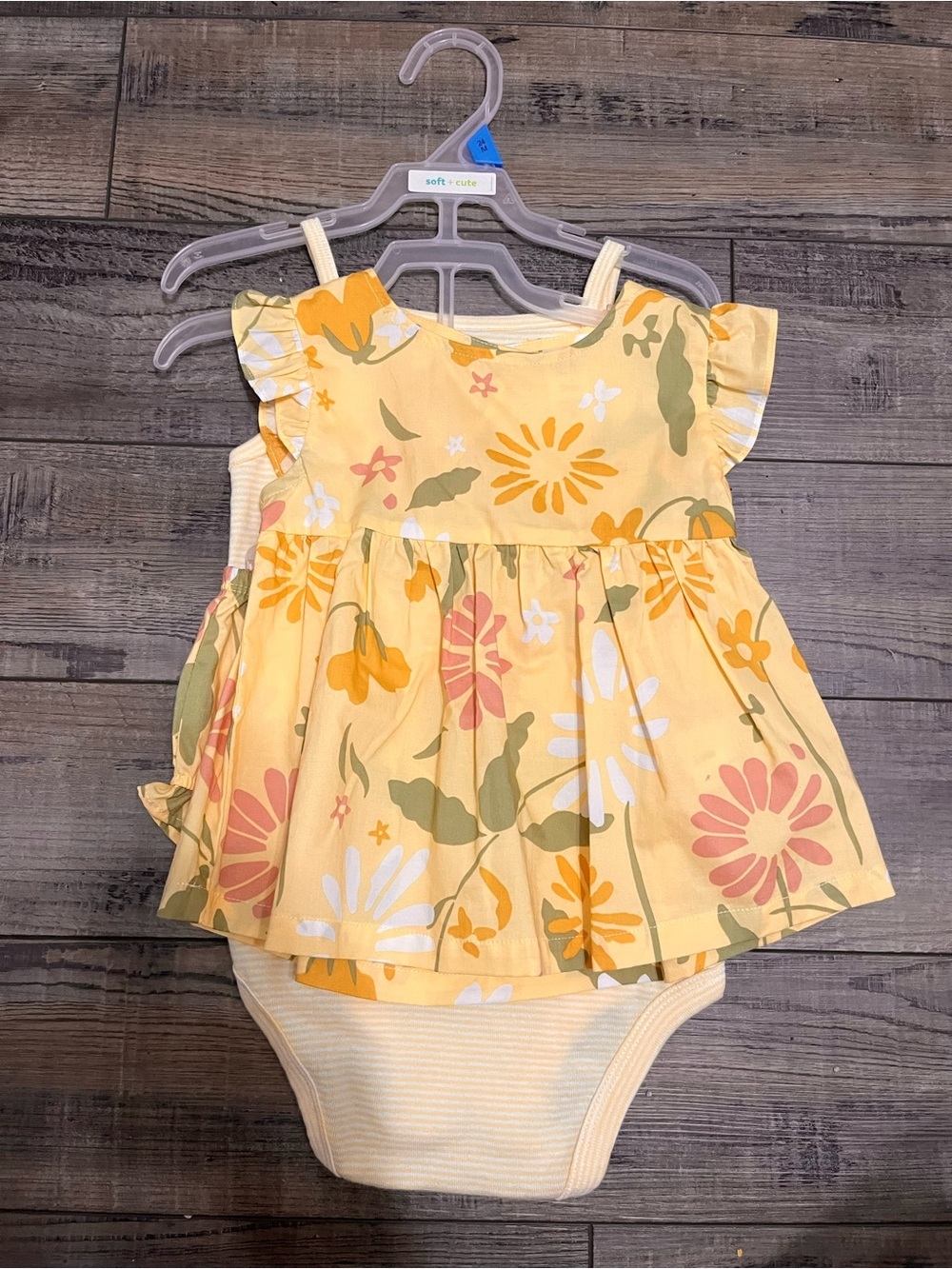 Carter's Yellow Floral Ruffled Dress & Bodysuit